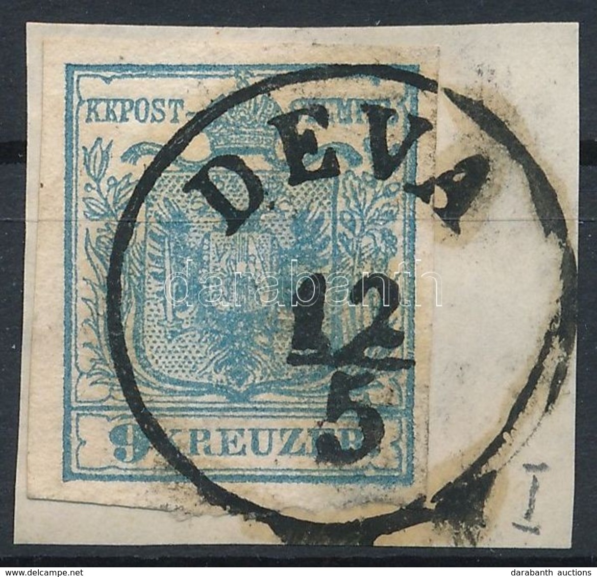 1850 9kr HP I Szürkéskék, Lemezhibákkal / Greyish Blue, With Plate Flaws, Magistris 322 'DEVA' Certificate: Strakosch - Otros & Sin Clasificación