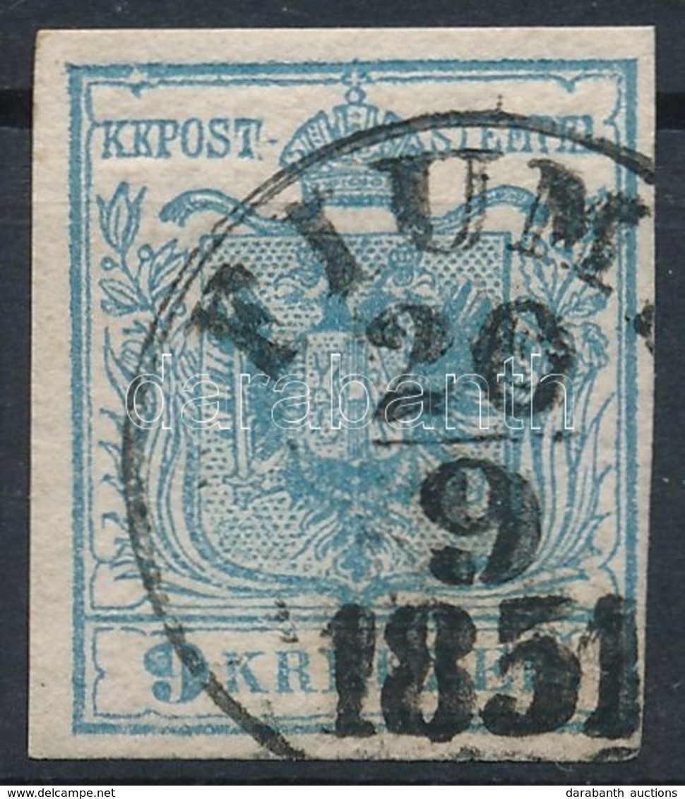 O 1850 9kr HP I Világoskék / Light Blue, Magistris 10 'FIUM(E)' Certificate: Strakosch - Otros & Sin Clasificación