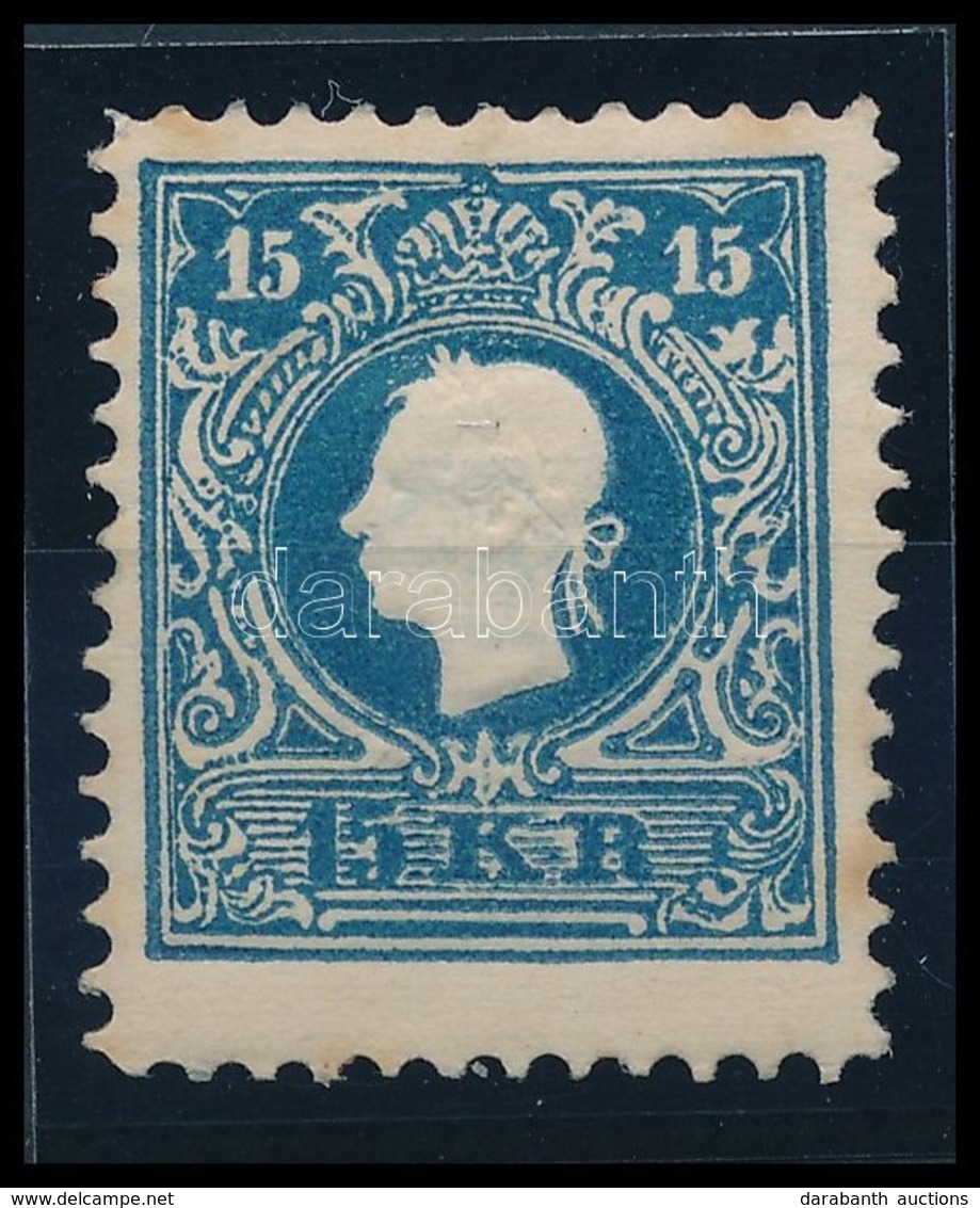 * 1858 15kr 1866-os újnyomata, élénk Kék Színű II. Tipusú Bélyeg Certificate: Strakosch - Otros & Sin Clasificación