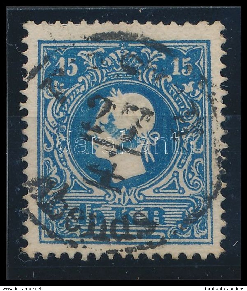 O 1858 15kr IIb Sötétkék, Hatalmas Festékfolt A Fejen / Dark Blue, Large Paint Spot On The Head 'PESTH / Abends' Certifi - Otros & Sin Clasificación