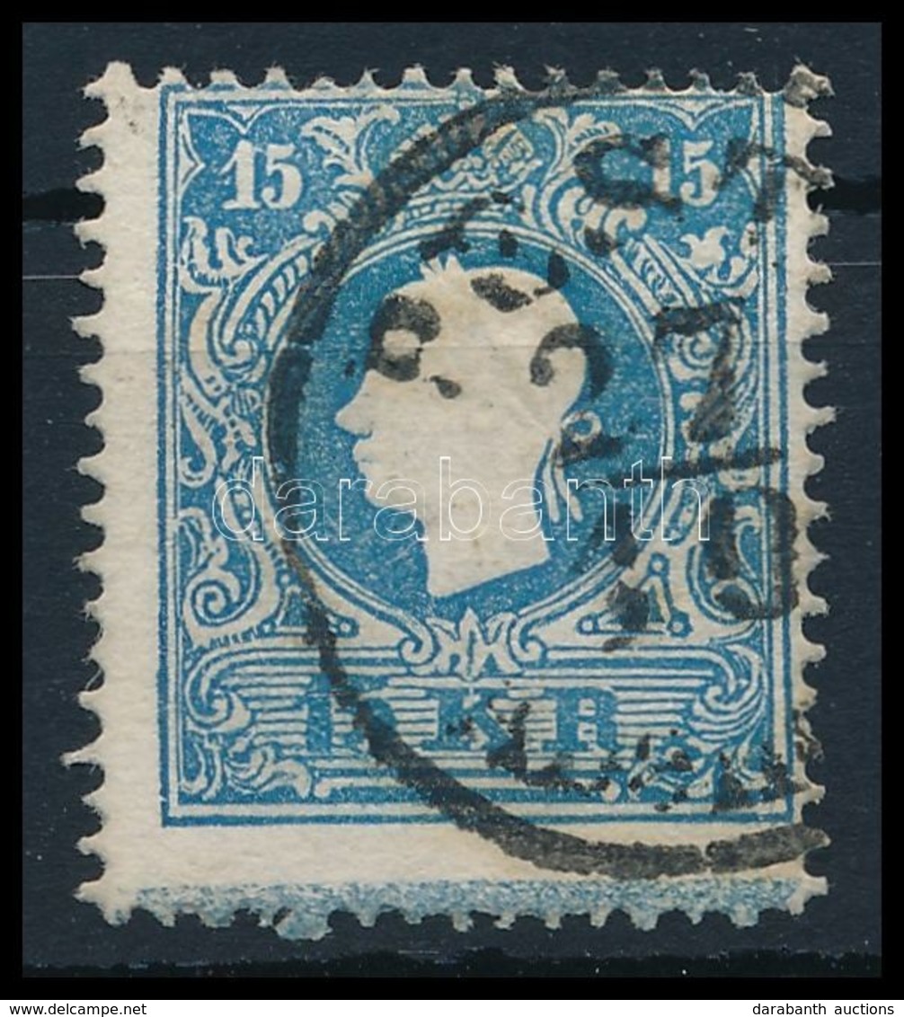 O 1858 15kr Kék II, Látványos Andráskereszt Végződéssel / 15kr II Blue, With St. Andrews Cross Part 'PEST(H) / Aben(ds)' - Otros & Sin Clasificación