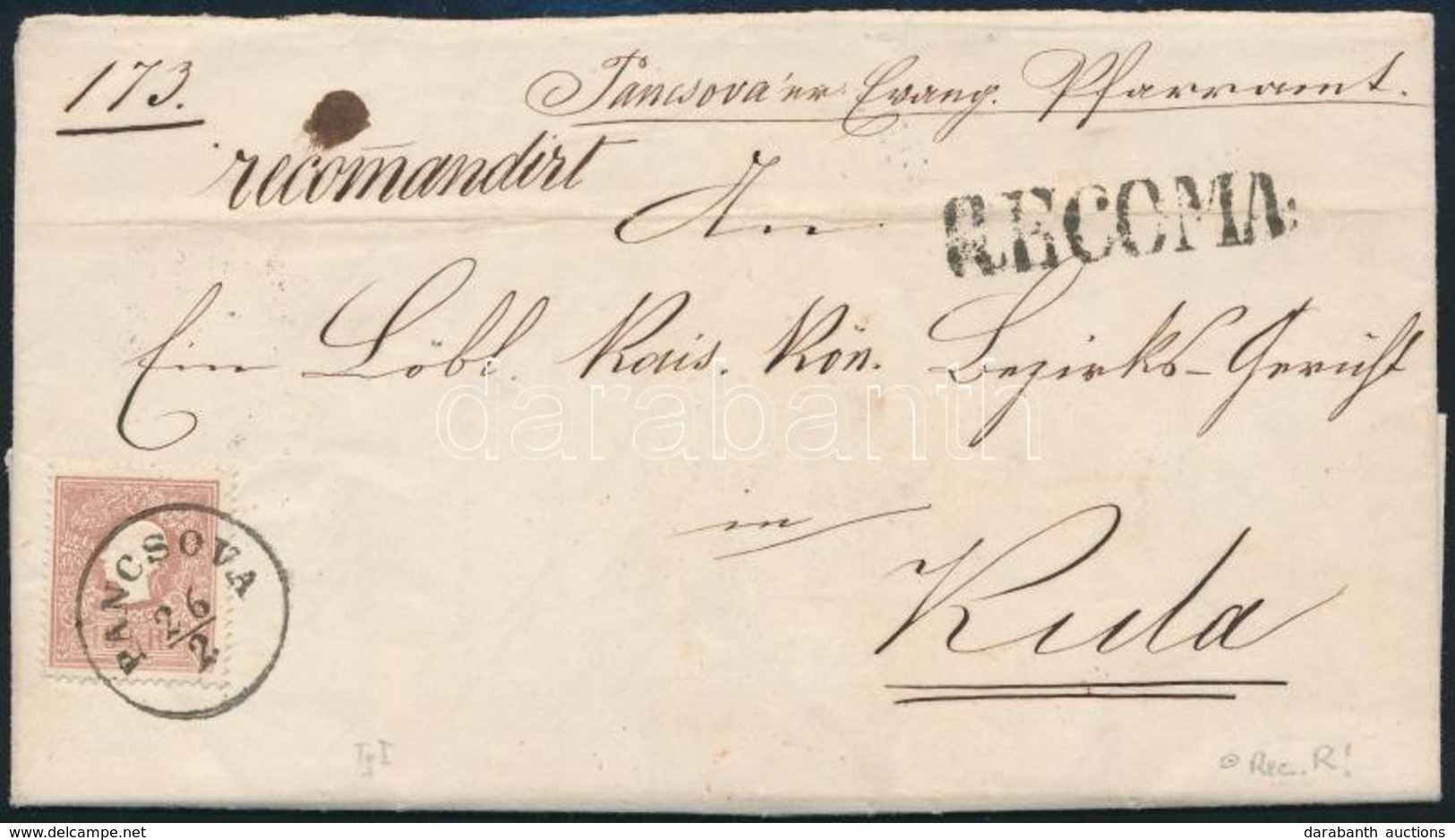 1859 2 X 10kr I, Az Egyik Elvágva, Ajánlott Levélen / 2 X 10kr I (one Of Them Is Cut) On Registered Cover 'PANCSOVA' + ' - Otros & Sin Clasificación