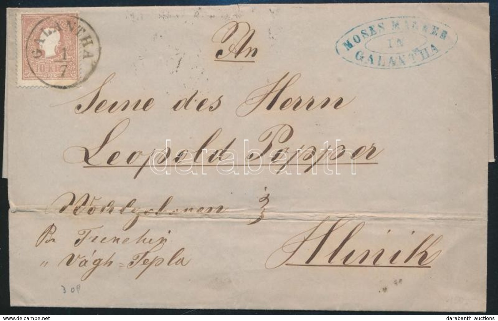 ~1859 10kr II Levélen / On Cover 'GALÁNTHA' - Otros & Sin Clasificación