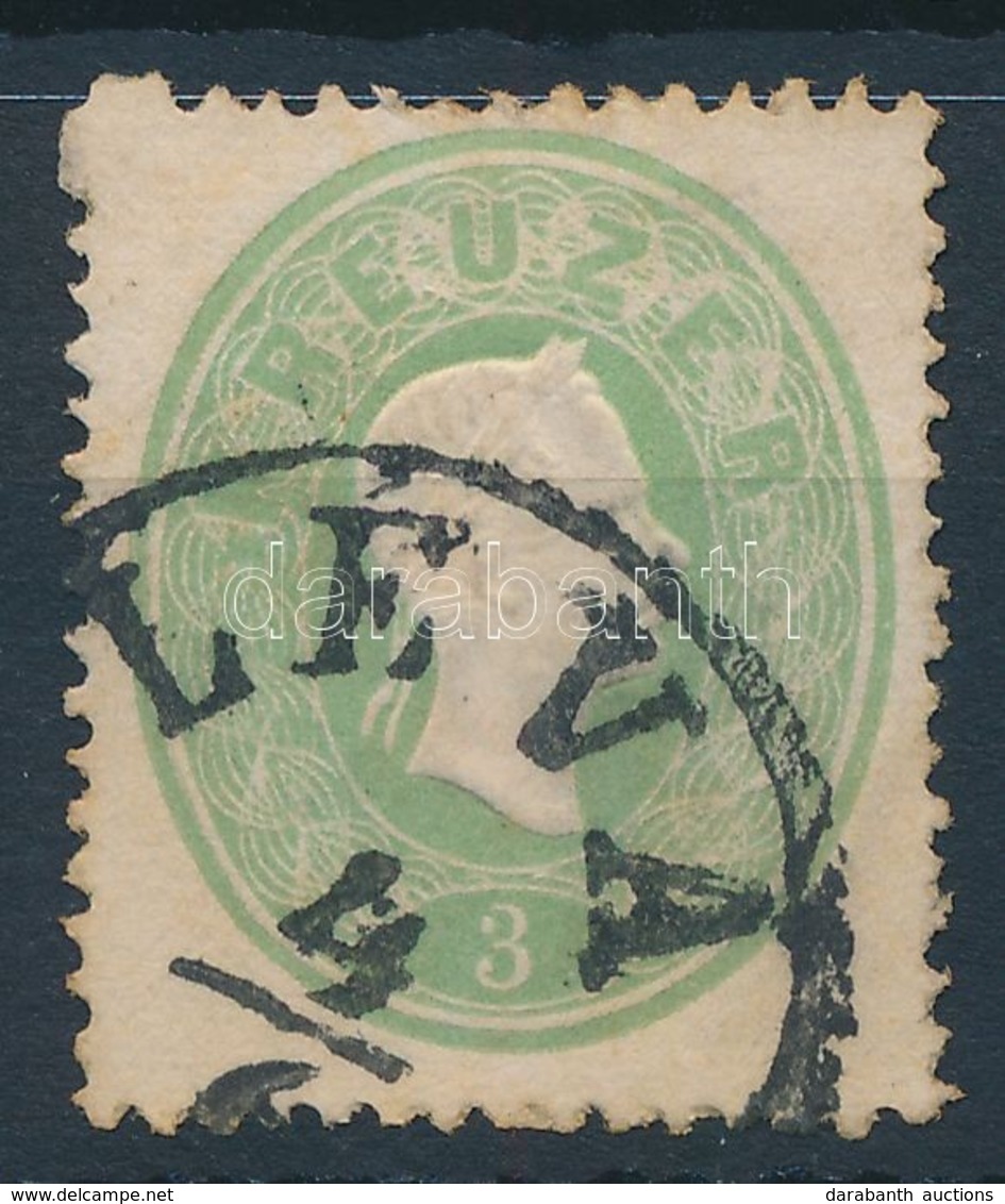 O 1861 3kr Zöld, Kimaradt Foglyuk / Green, Perforation Error 'LÉVA' - Otros & Sin Clasificación