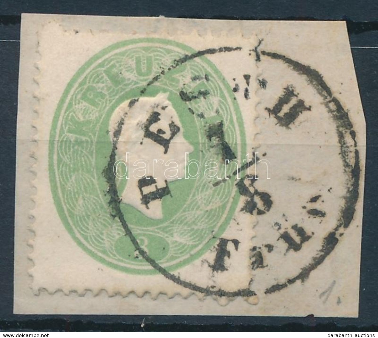 1861 3kr Zöld, Kivágáson / Green, On Cutting 'PESTH / Früh' - Otros & Sin Clasificación