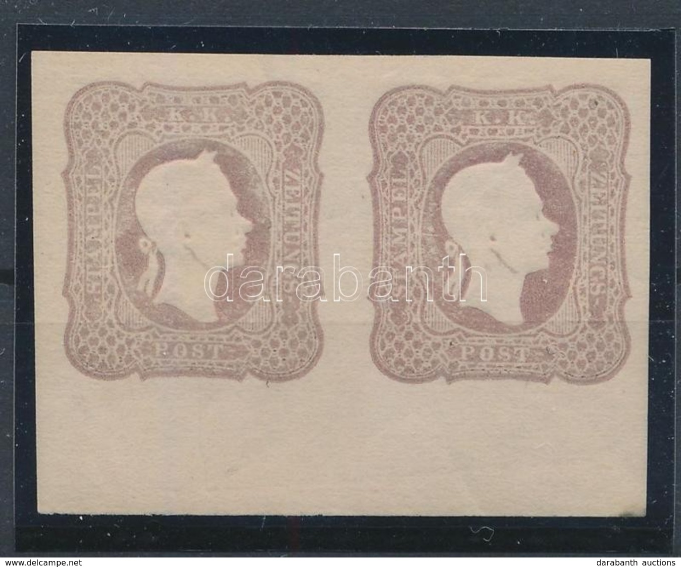 * 1870 Hírlapbélyeg Alsó ívszéli, Vízszintes Pár újnyomat / Newspaper Stamp Reprint Margin Pair. Certificate: Strakosch - Otros & Sin Clasificación