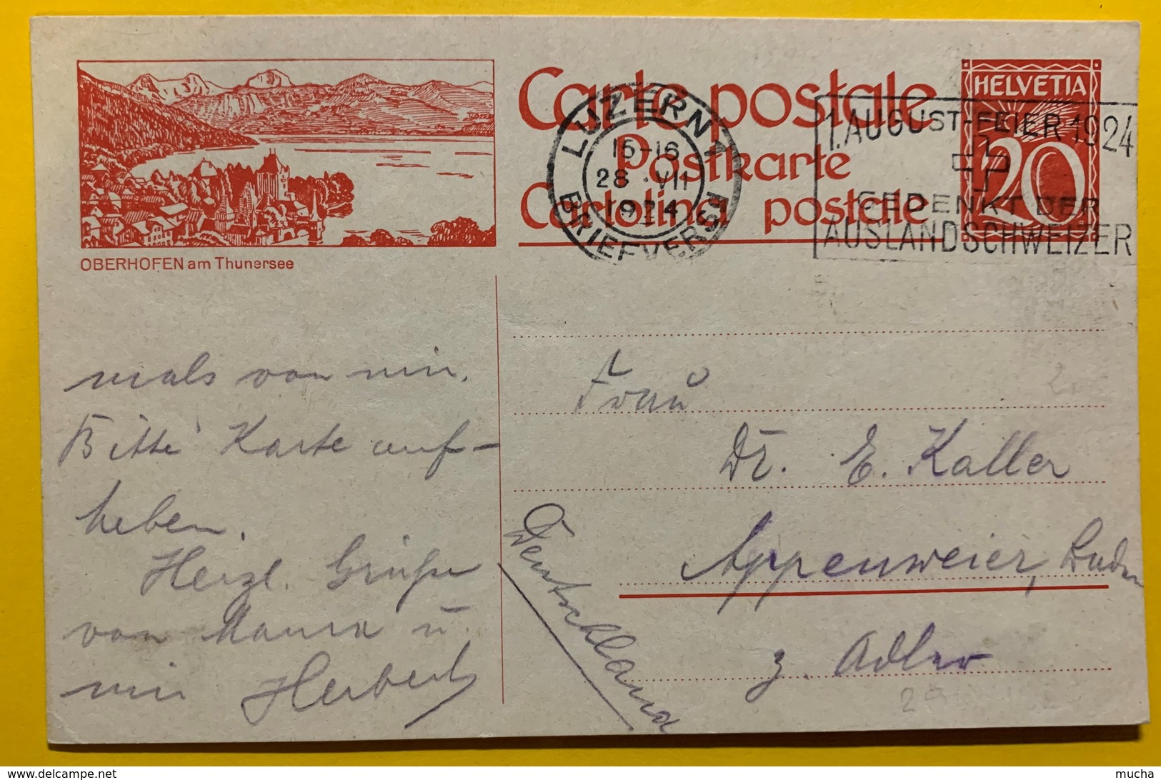 9701 - Entier Postal Illustration Oberhofen Luzern 28.07.1924 - Interi Postali