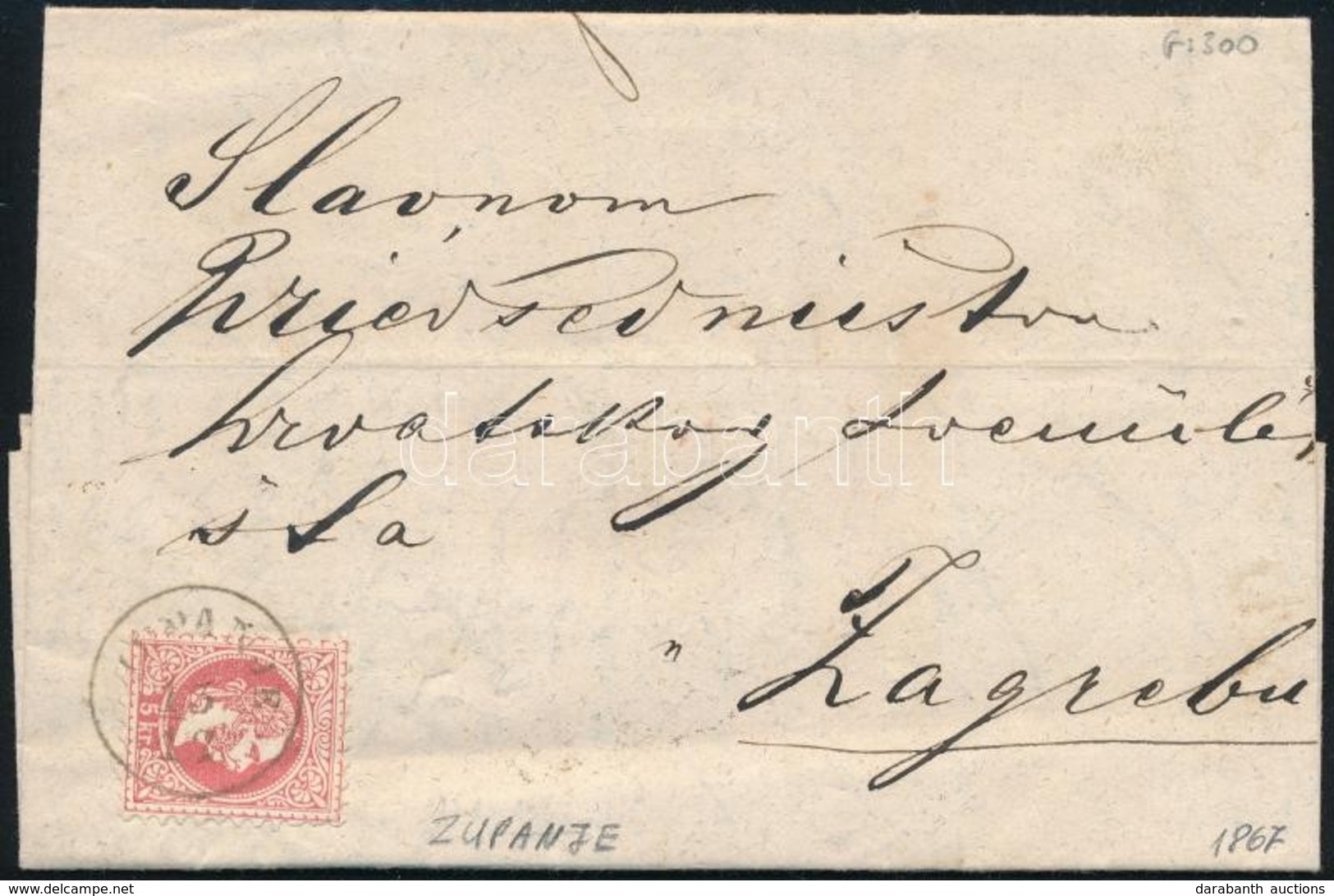 1867 5kr Levélen / On Cover 'ZUPANJE' - Zagreb - Otros & Sin Clasificación