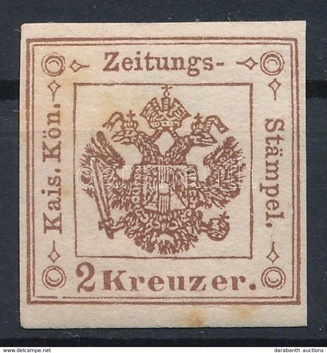 * 1858 Hírlapilleték 2kr Barna II-es Típus, I-es Lemez, Lemezhibával / Newspaper Duty Stamp 2kr Brown, Type II, Plate I  - Sonstige & Ohne Zuordnung