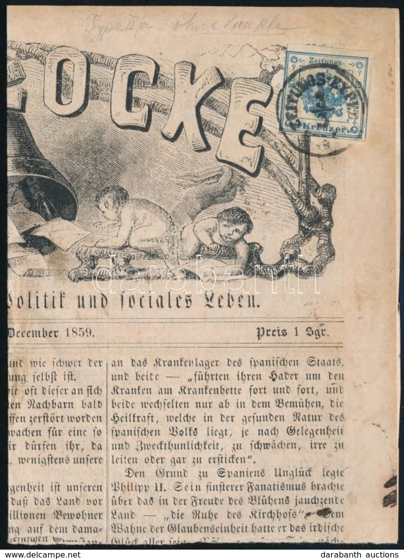 1859 Újság Előlap Részlet 1kr Hírlapilleték Bélyeggel 'ZEITUNGS-EXPED' - Sonstige & Ohne Zuordnung