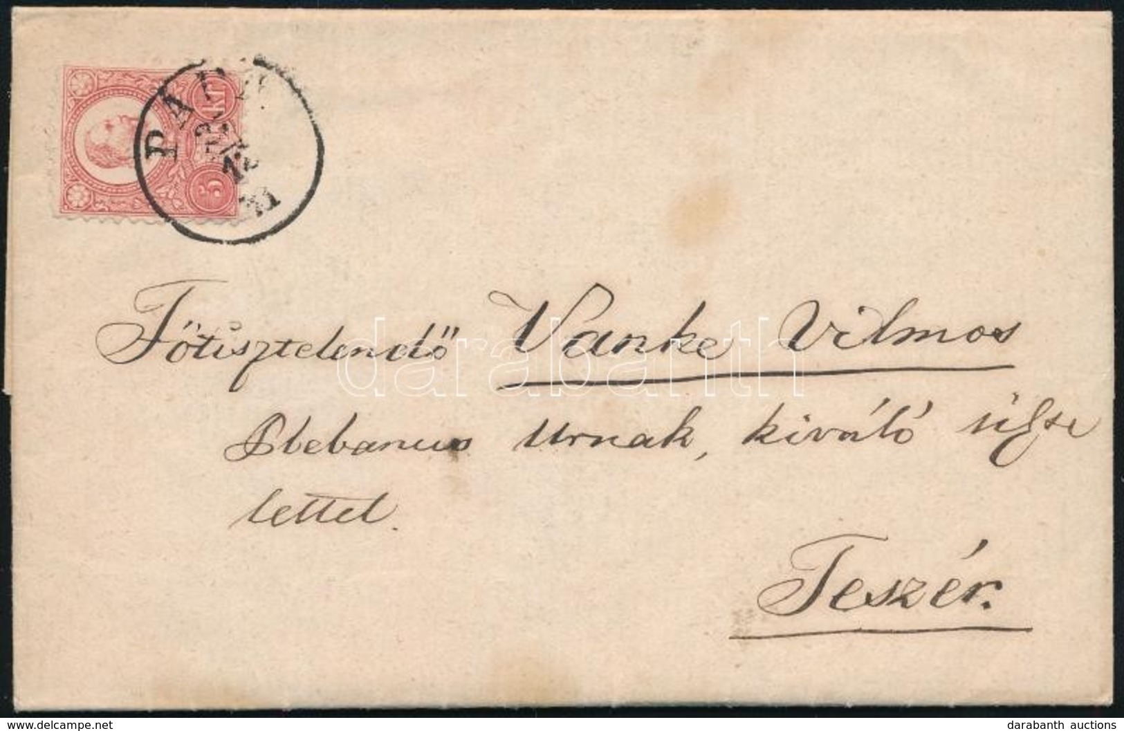 1871 Réznyomat 5kr Levélen Teljes Tartalommal 'PÁPA' - Teszér - Otros & Sin Clasificación