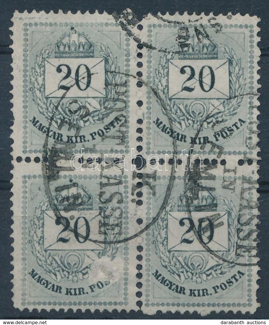 O 1874 Színesszámú Krajcáros 20kr 4-es Tömbben 'POST KASSE / SEMLIN' (a Bal Alsó Bélyeg Sérült) - Sonstige & Ohne Zuordnung