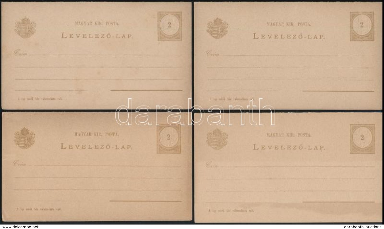 1882 4 Db Válaszos Levelezőlap 145x85mm (8.000) - Sonstige & Ohne Zuordnung