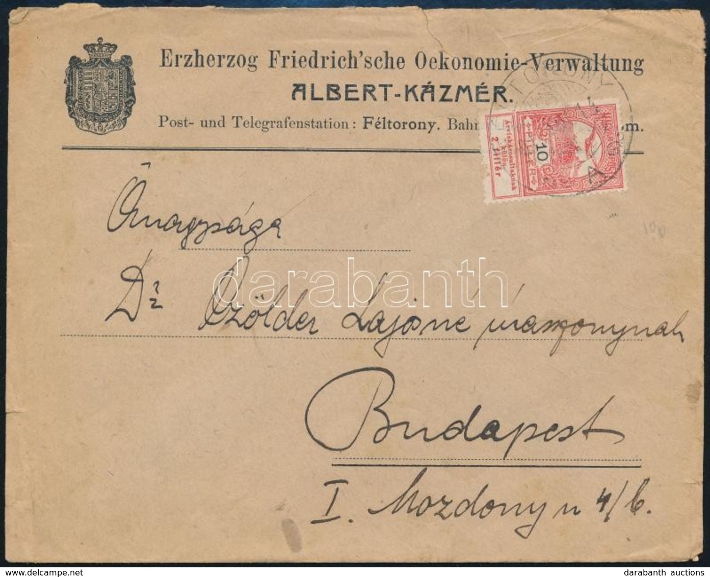 1914 Levél Árvíz 10f Bélyeggel 'FÉLTORONY' - Sonstige & Ohne Zuordnung