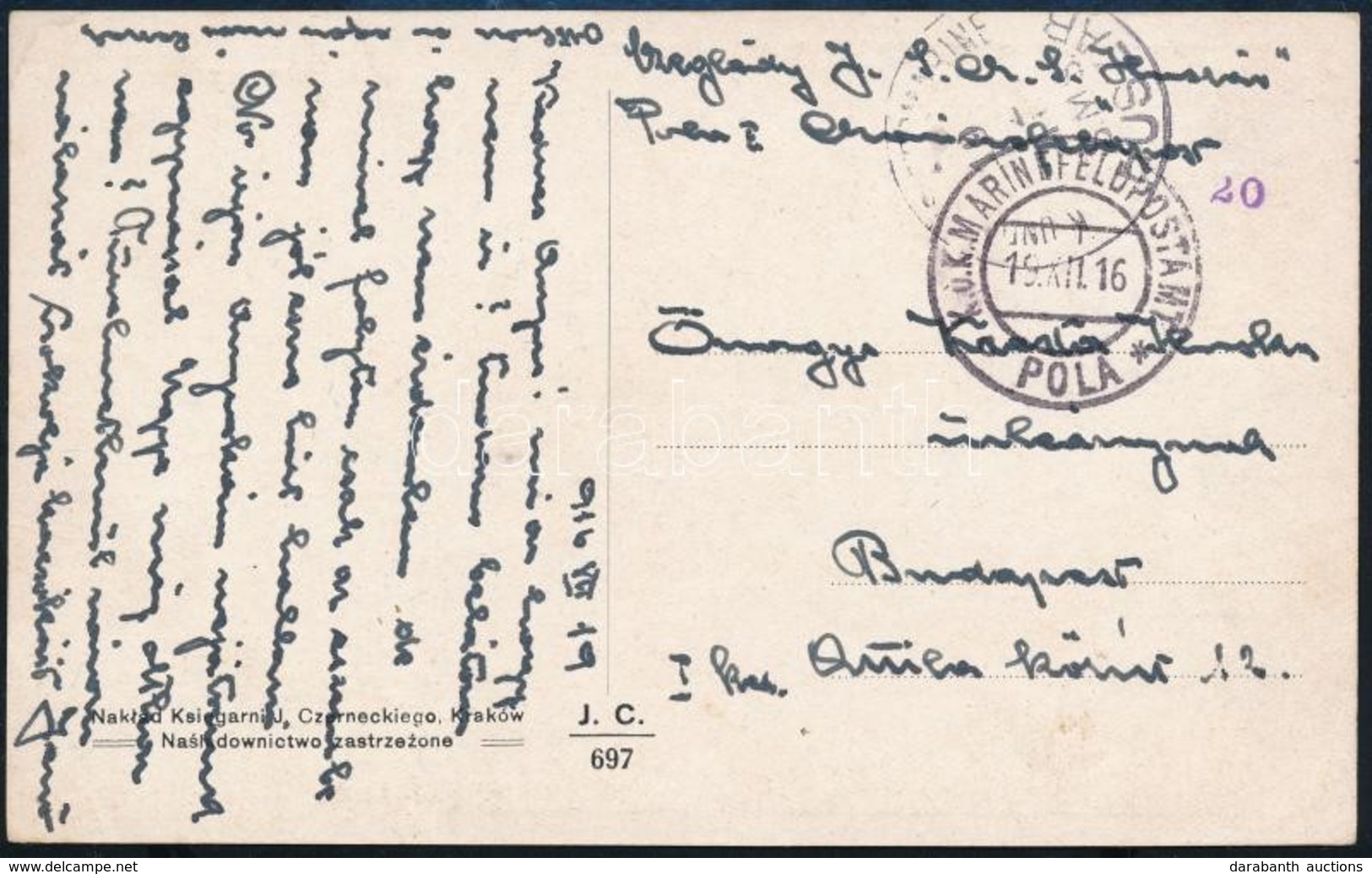 1916 Tábori Posta Képeslap 'S.M.S. HUSZÁR' - Otros & Sin Clasificación