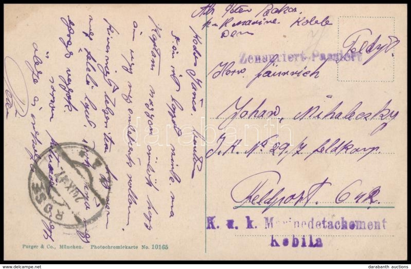 1917 Tábori Posta Képeslap 'K.u.k. Marinedetachement In Kobila' - Otros & Sin Clasificación