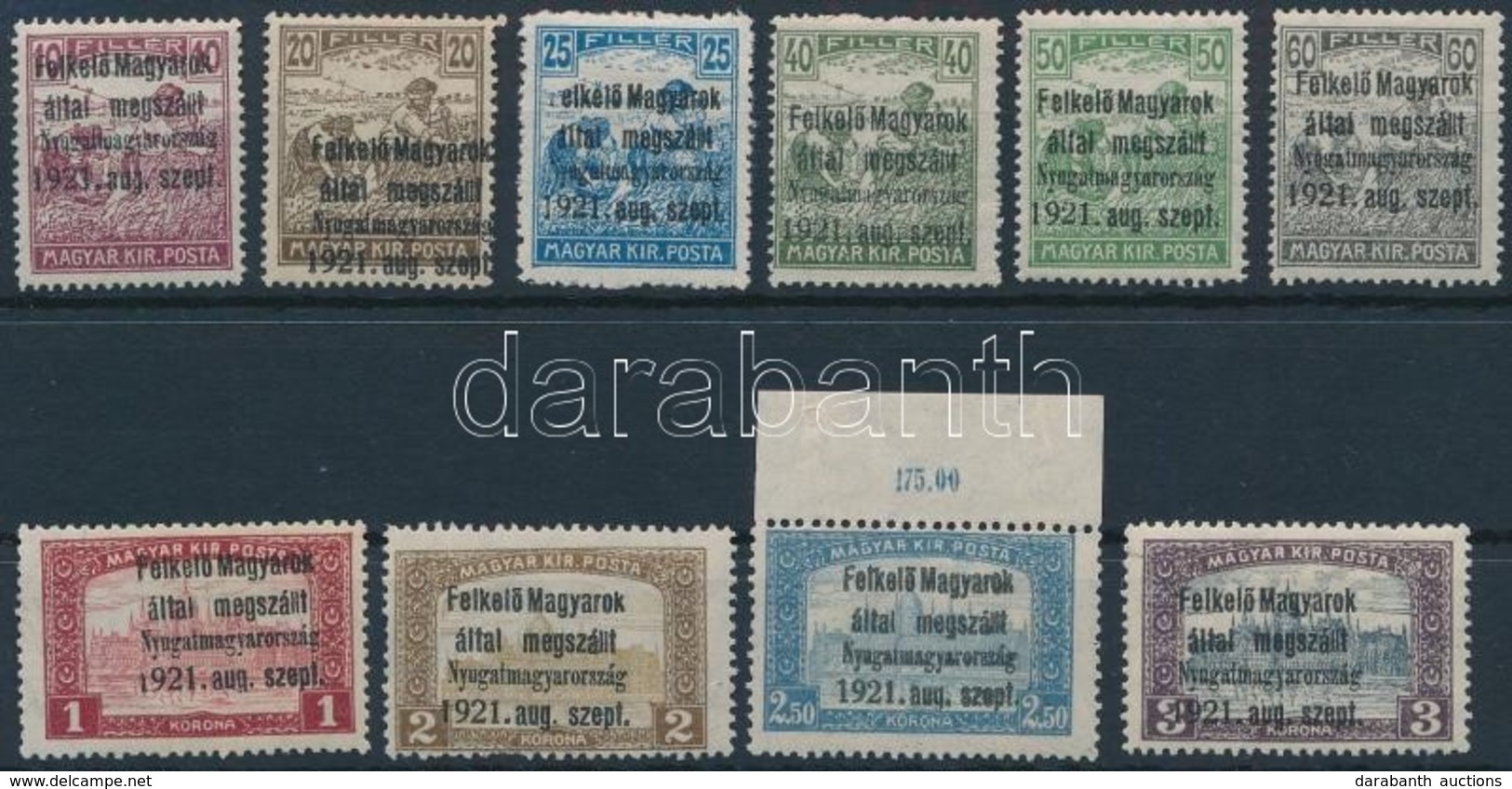 ** * Nyugat-Magyarország I. 1921 Teljes Sor Bodor Vizsgálójellel (28.700) (25f, 2K Falcos / Hinged) - Otros & Sin Clasificación