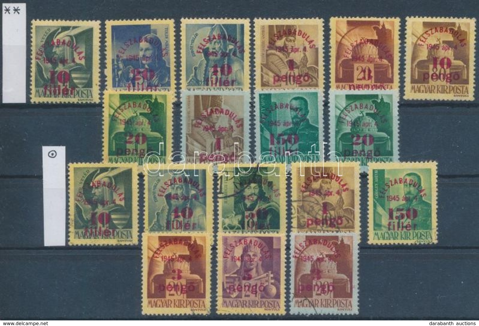 ** O 1945 Felszabadulás Sorból 10 Klf Postatiszta és 8 Klf Pecsételt érték, Hiánypótlásra Alkalmas Darabok (4.500) - Otros & Sin Clasificación