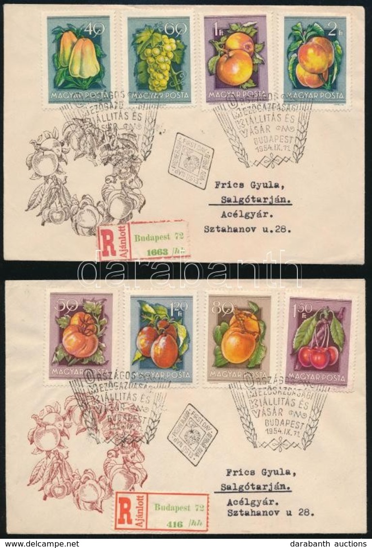 1954 Gyümölcsök Sor 2 Db Ajánlott FDC-n - Otros & Sin Clasificación