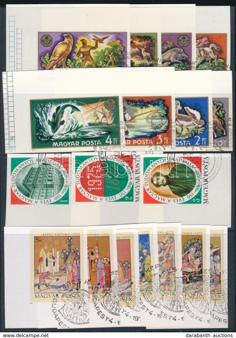 O 1971-1975 3 Klf Vágott ívsarki Sor / 3 Different Imperforate Corner Sets - Otros & Sin Clasificación