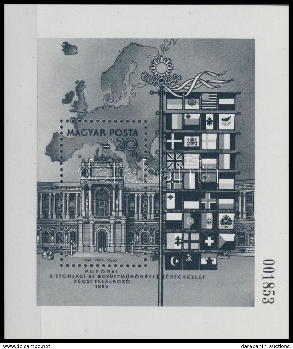 ** 1986 Európai Biztonsági és Együttműködési Értekezlet (X.) - Bécs Blokk Feketenyomat, Fekete Sorszámmal (8.000) - Otros & Sin Clasificación