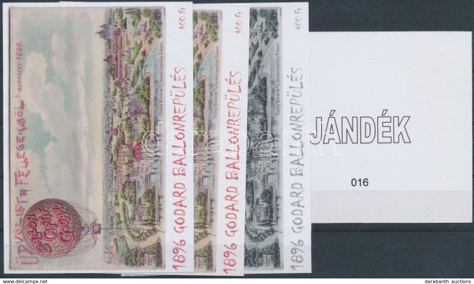 ** 2004/37 Godard Ballonrepülés 4 Do-os Emlékív Garnitúra (01b) Azonos Sorszámmal (30.000) - Sonstige & Ohne Zuordnung