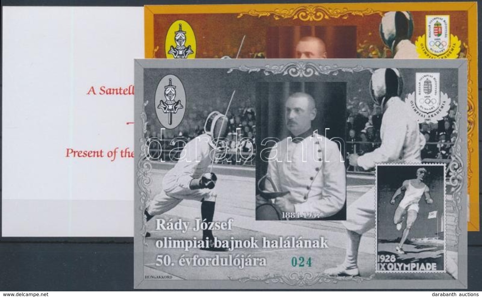 ** 2007/53 Rády József Olimpiai Bajnok 3 Db-os Emlékív Garnitúra Azonos No 024 Sorszámmal - Sonstige & Ohne Zuordnung