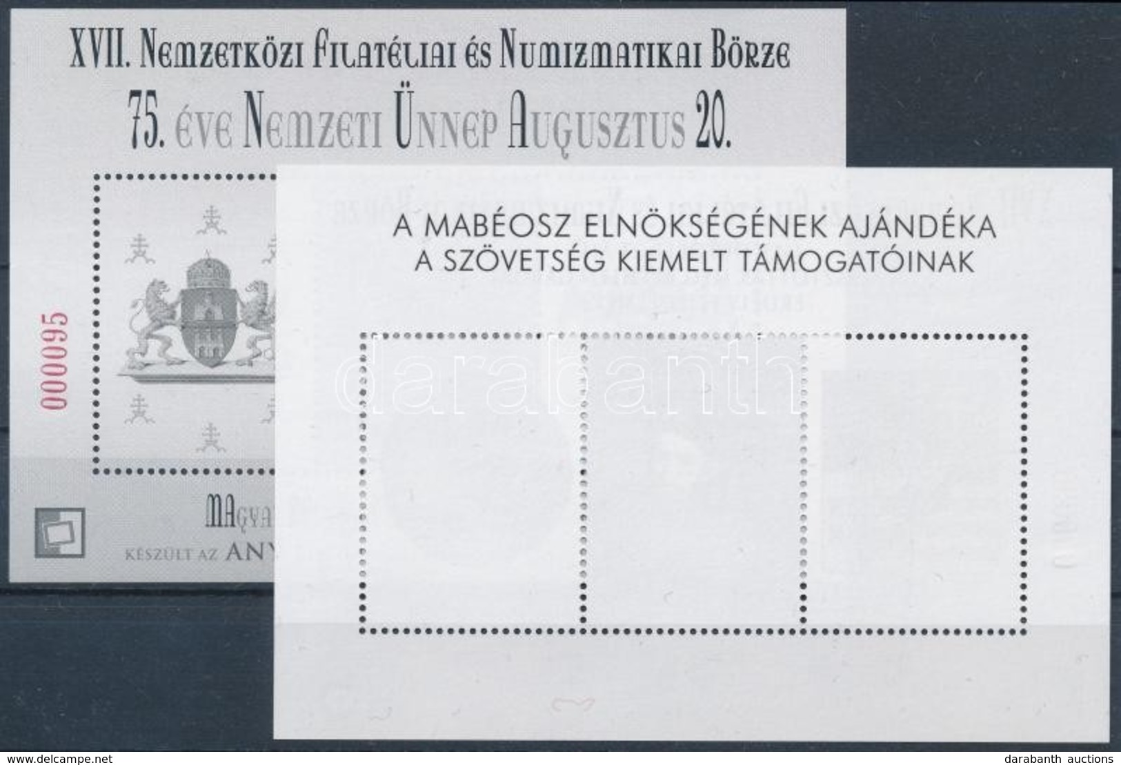 ** 2012 XVII. Börze Fogazott Feketenyomat Emlékívpár 'A MABÉOSZ Elnökségének Ajándéka A A Szövetség Kiemelt Támogatóinak - Sonstige & Ohne Zuordnung