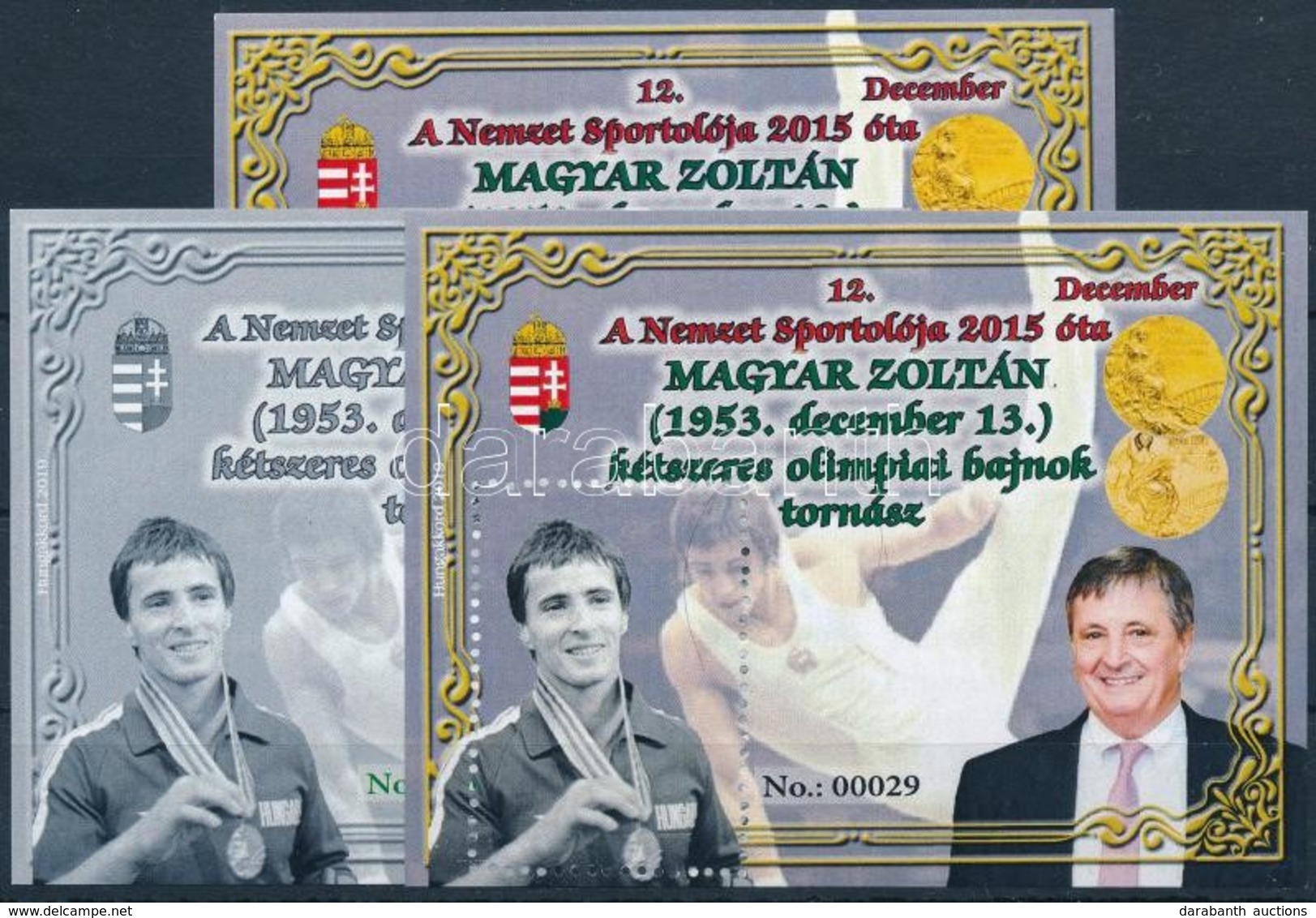 ** 2019 12. A Nemzet Sportolója Magyar Zoltán Tornász 3 Db-os Emlékív Garnitúra (32 Pld.) No.: 00029 - Sonstige & Ohne Zuordnung