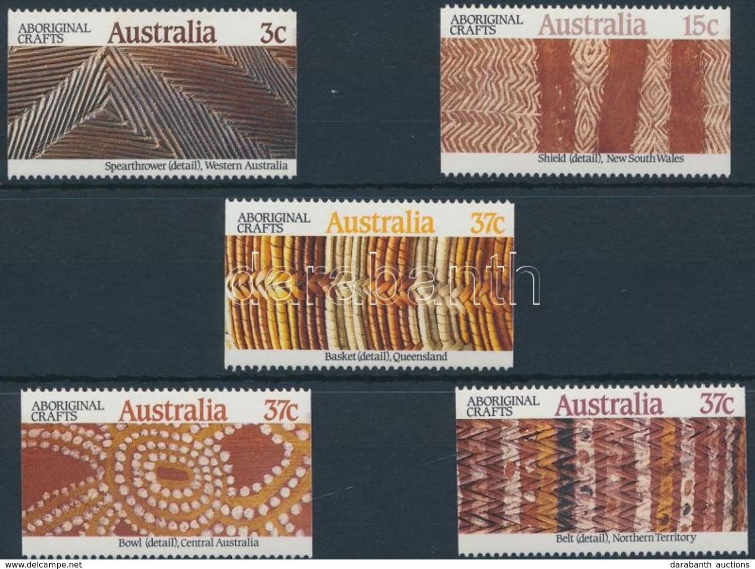 ** 1987 Ausztrál őslakos Kézművesség Sor,
Craftsmanship Of The Aborigines Of Australia Set
Mi 1062-1066 - Otros & Sin Clasificación