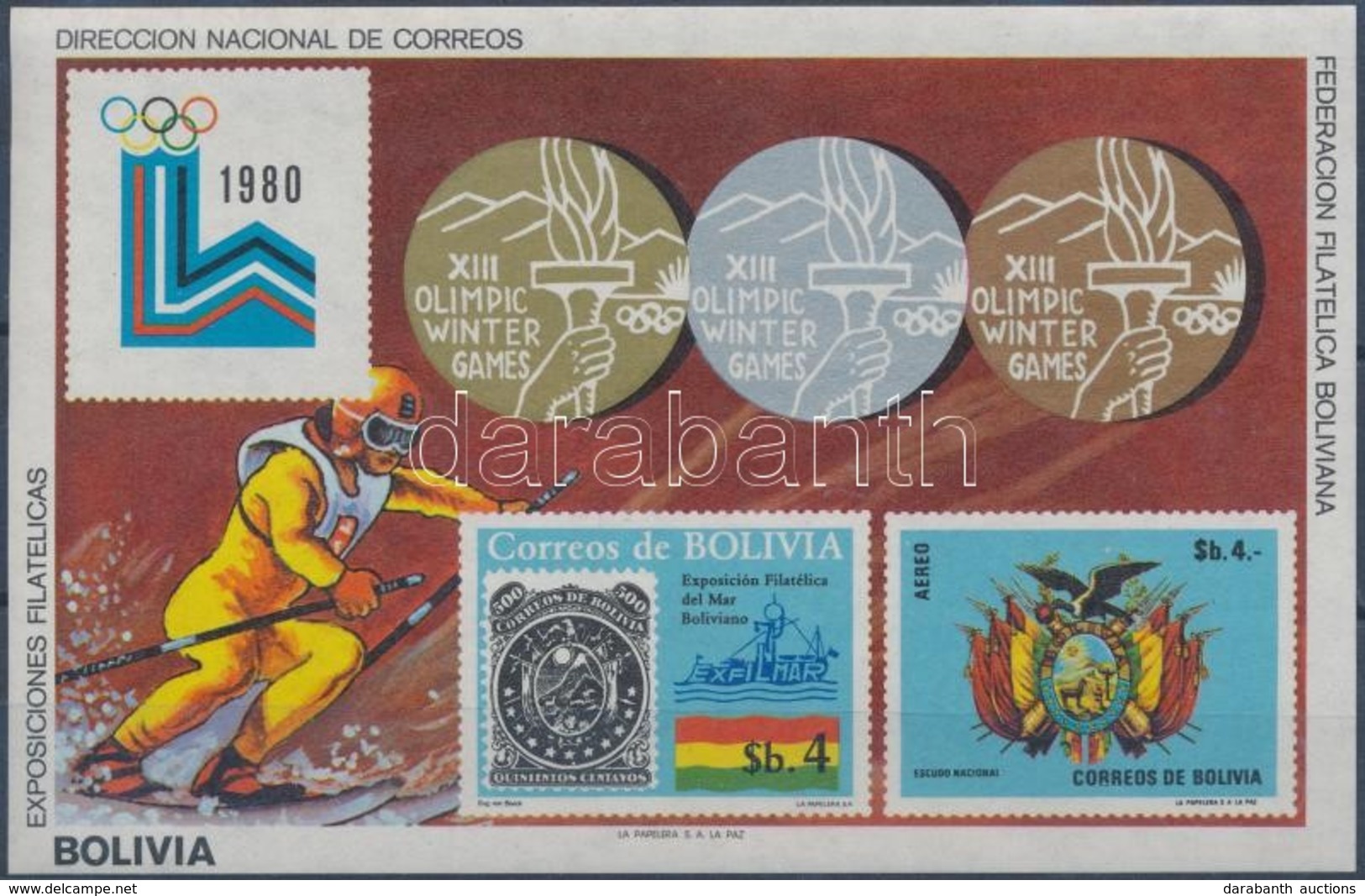 ** 1980 Téli Olimpia, Lake Placid Blokk Mi 102 - Otros & Sin Clasificación