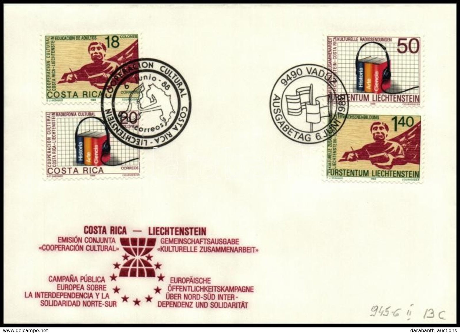 1988 Európai Kampány Kétféle Sor FDC-n Mi 1347-1348 + Liechtenstein 945-946 - Sonstige & Ohne Zuordnung