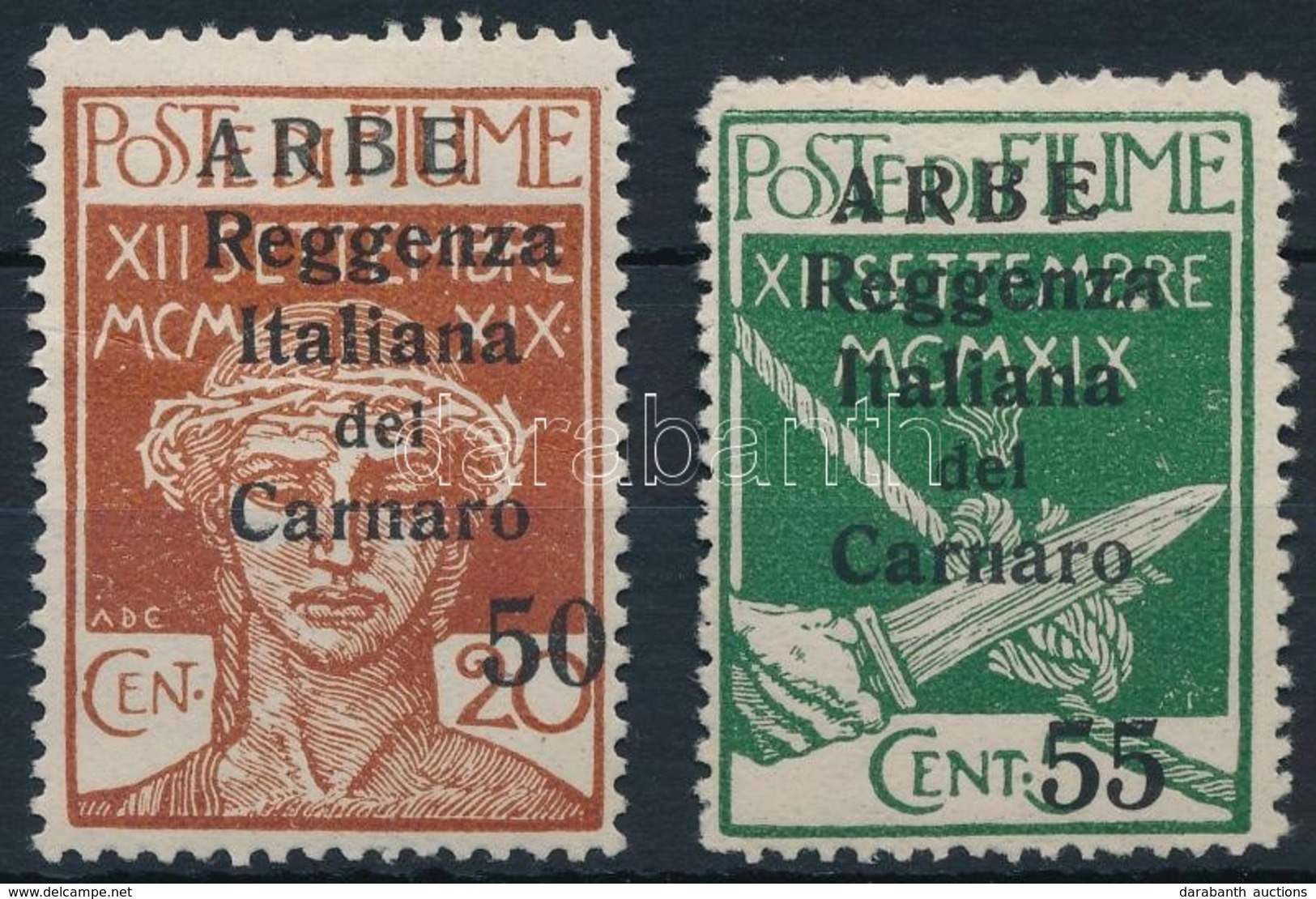 * Carnaro-sziget 1920 Forgalmi Mi 24-25 II (betapadás, Törés / Gum Disturbance, Folded) - Otros & Sin Clasificación