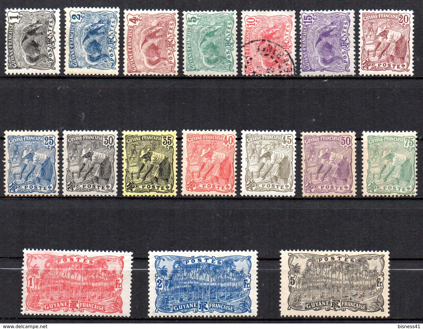 Col17  Colonie Guyane N° 49 à 65 Neuf X MH 53 Oblitéré Cote 34,00€ - Unused Stamps