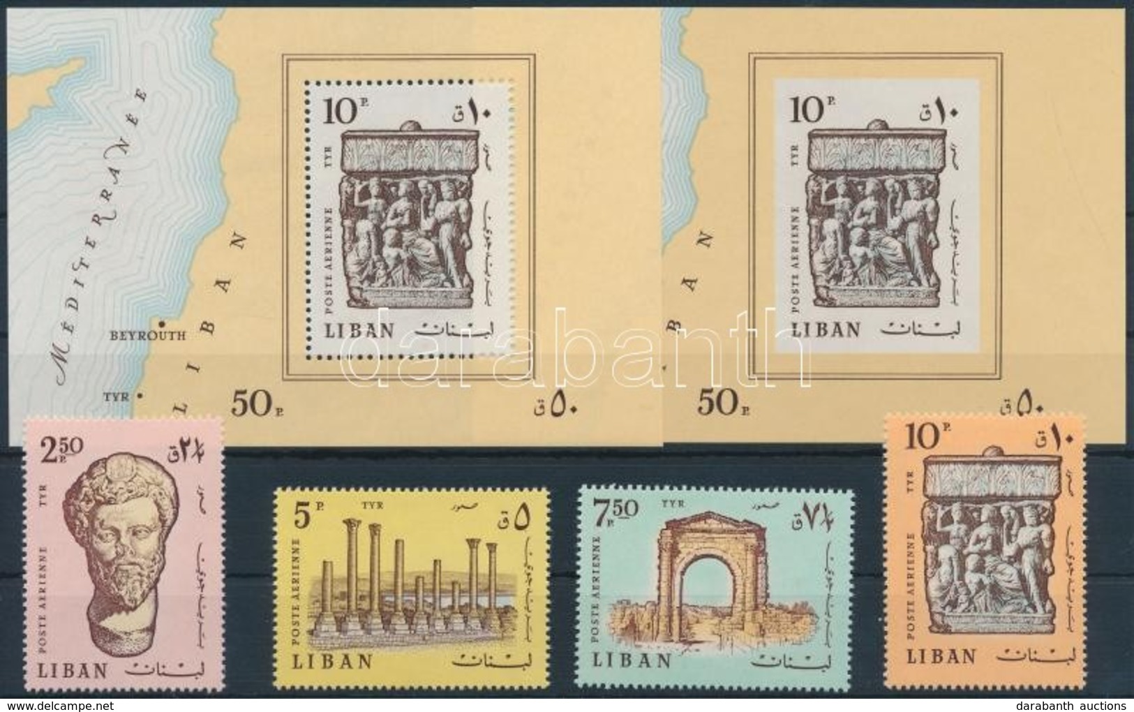 ** 1968 Tyros-i ásatások Sor Mi 1045-1048 + Fogazott és Vágott Blokk 37 A + B - Otros & Sin Clasificación