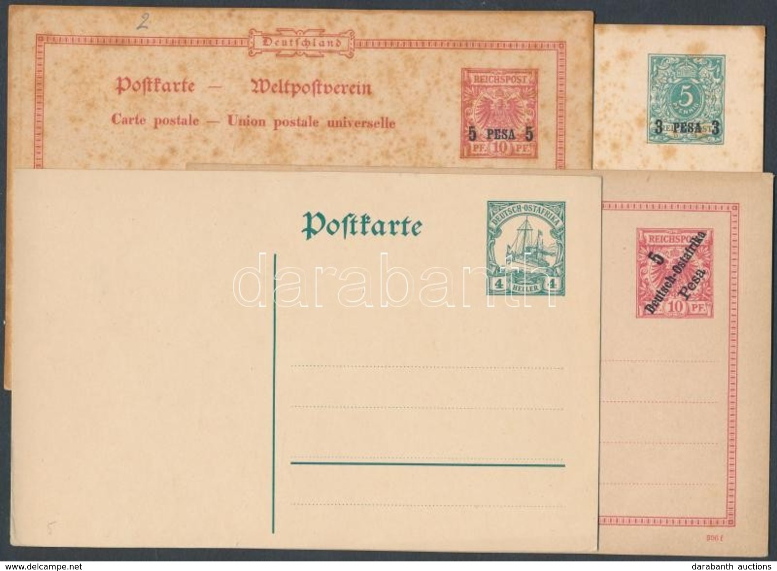 Deutsch Ostafrika 1893-1910 5 Klf Használatlan Díjjegyes Levelezőalap (vegyes Minőség) - Sonstige & Ohne Zuordnung