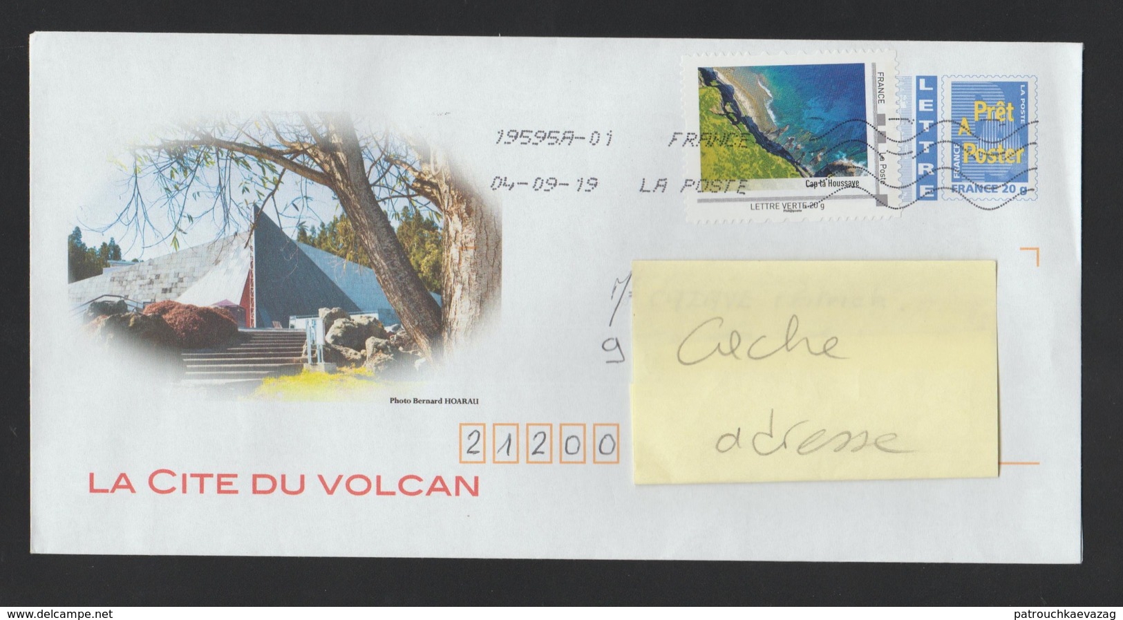 PAP Lettre France 20 Gr Avec Illustration Cité Du Volcan 974 La Réunion Et Ajout Timbre Cap Houssaye - Autres & Non Classés