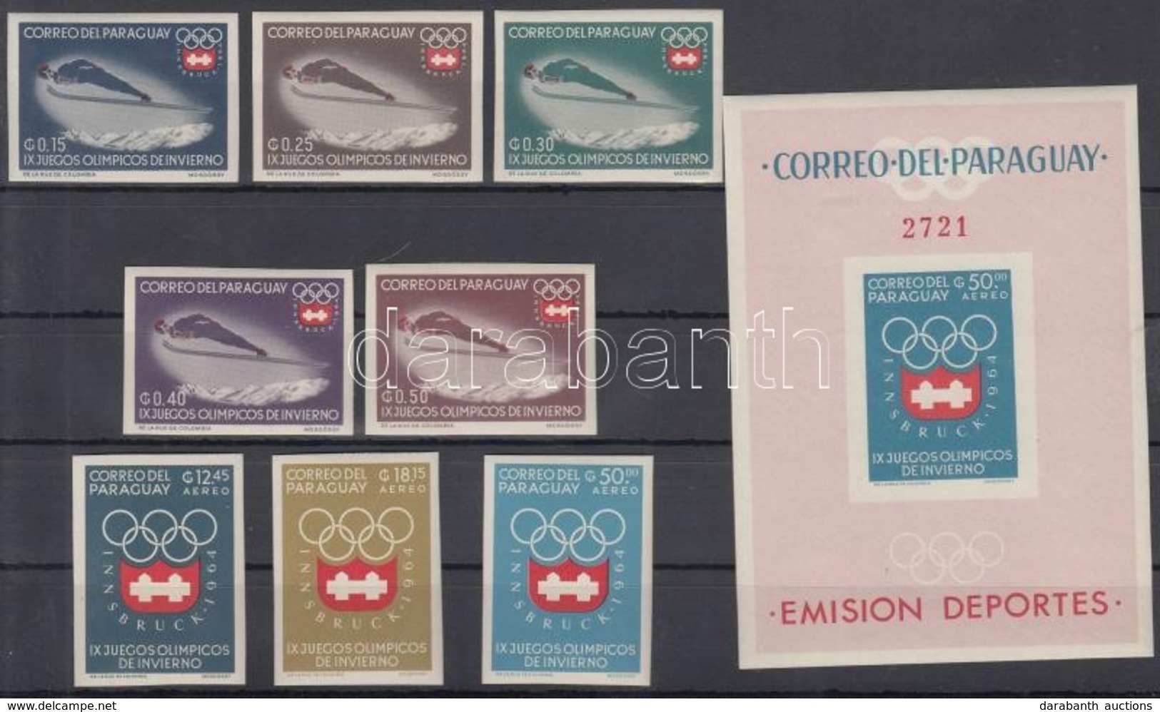 ** 1963 Téli Olimpia, Innsbruck Vágott Sor Mi 1257-1264 + Vágott Blokk Mi 49 - Sonstige & Ohne Zuordnung