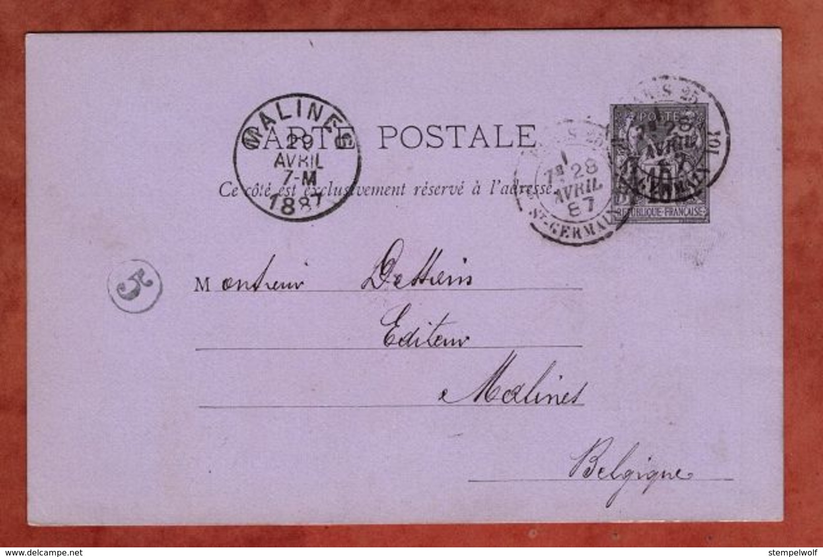 P 8 Allegorie, Paris Nach Malines 1887 (88472) - Standard- Und TSC-AK (vor 1995)