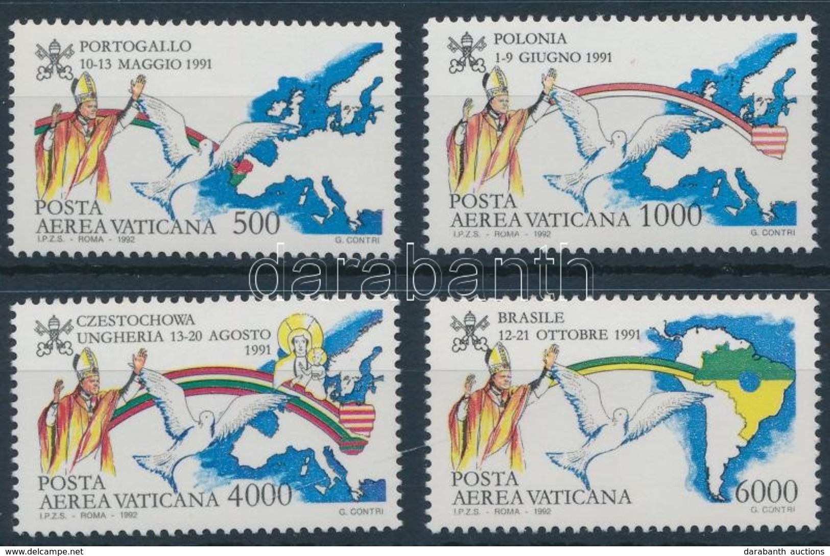 ** 1992 II. János Pál Pápa Sor,
Pope John Paul II. Set
Mi 1071-1074 - Otros & Sin Clasificación