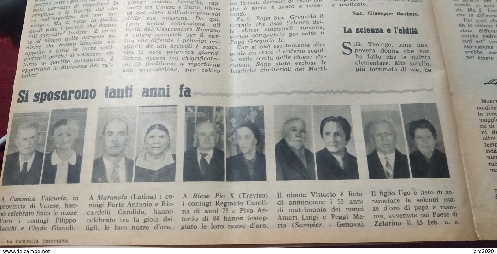 FAMIGLIA CRISTIANA 1958 CANONICA VALCUVIA MARANOLA ZELARINO LEGNANO - Altri & Non Classificati