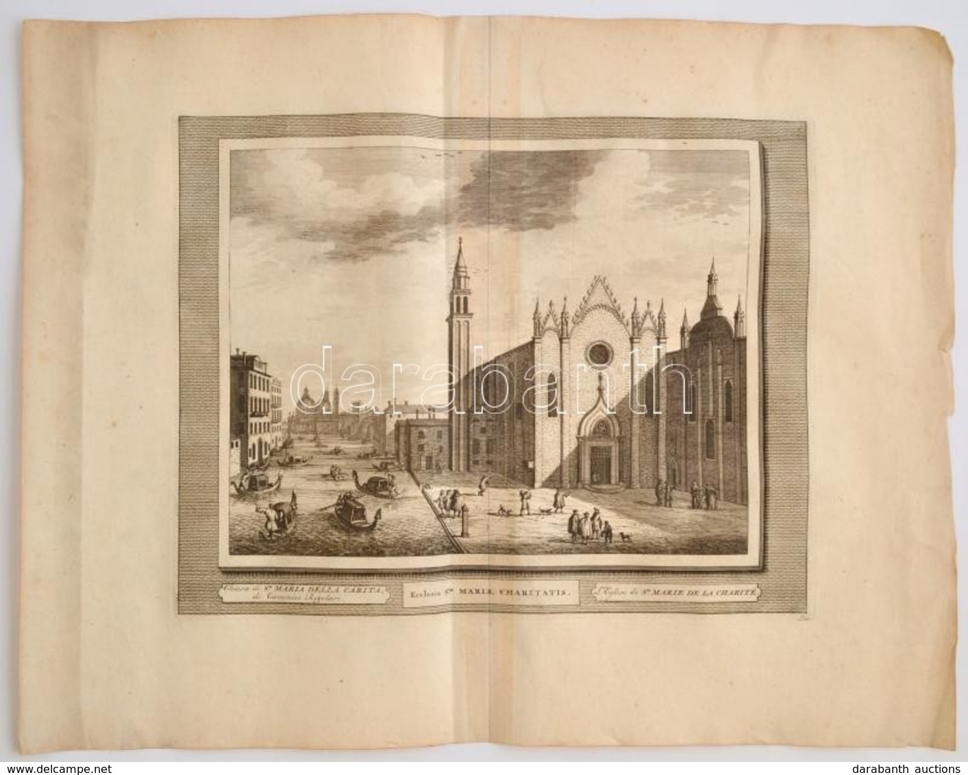 Cca 1715-1750 Domenico Lovisa (1690 K.-1750 K.): Velence: Ecclesia Stae. Maria Charitatis Rézmetszet, Papír, A Szerző Il - Estampas & Grabados
