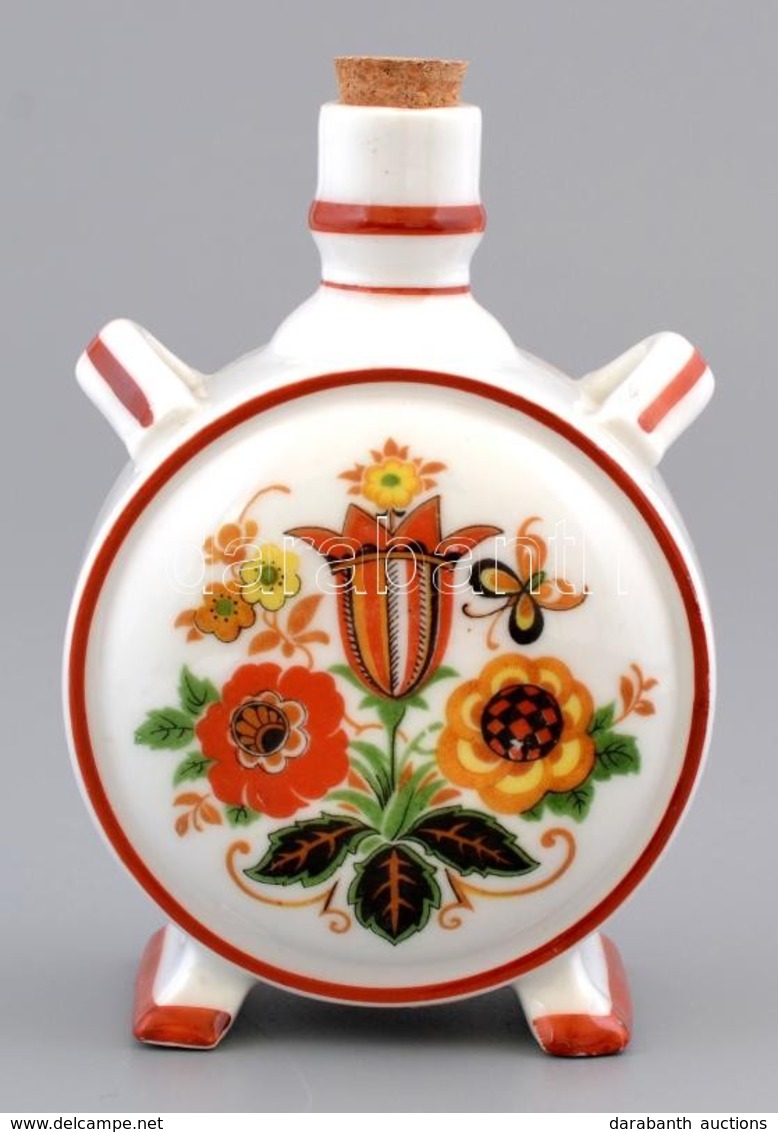 Zsolnay Porcelán Kulacs, Matricás, Jelzett, Kis Kopásnyomokkal, M: 13 Cm - Otros & Sin Clasificación