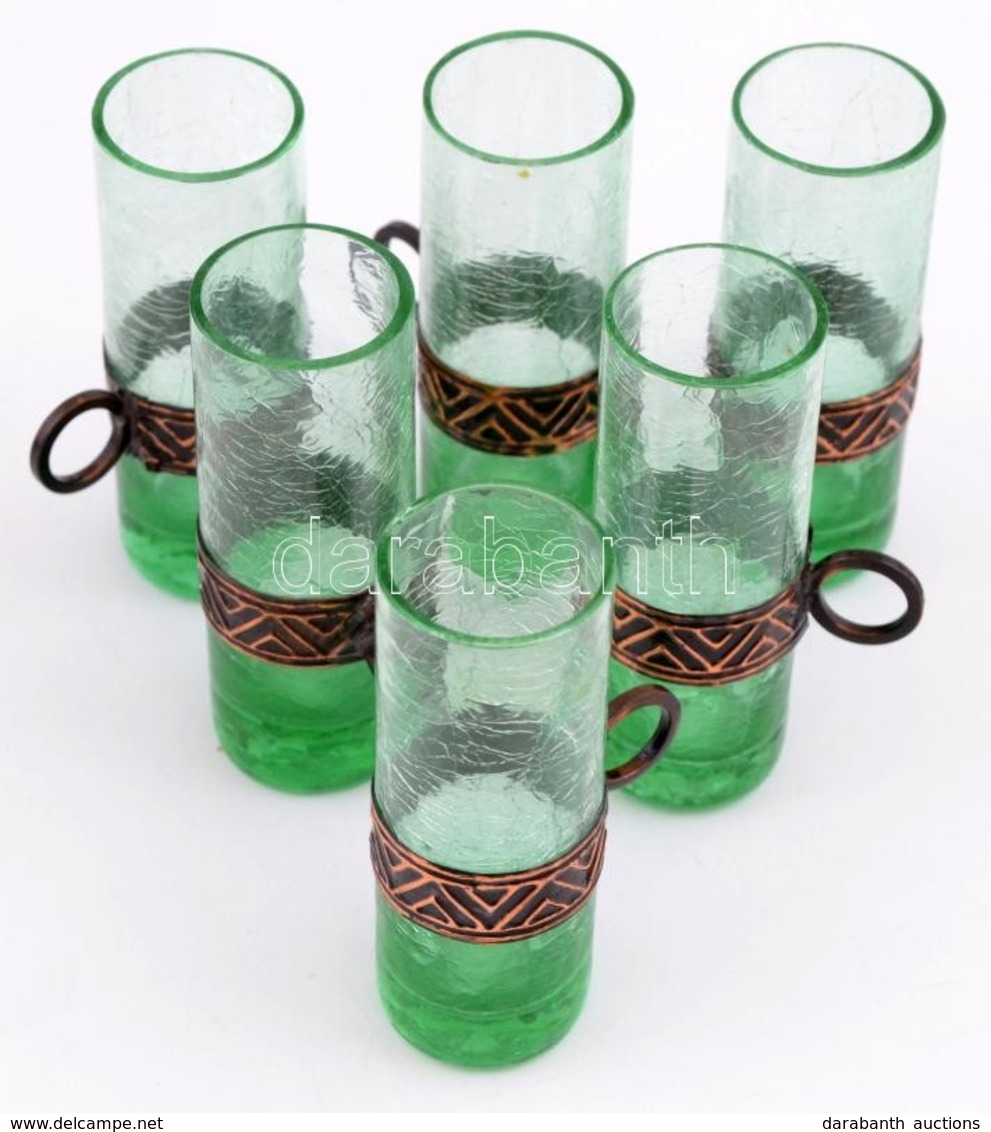 Pálinkás üveg Pohárkészlet, 6 Db, Fa Dobozban, M: 8 Cm - Glas & Kristall