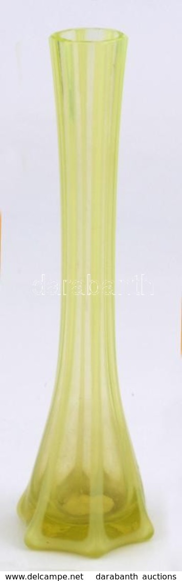 Uránzöld üvegváza, Apró Csorbákkal, M: 20 Cm - Vidrio & Cristal