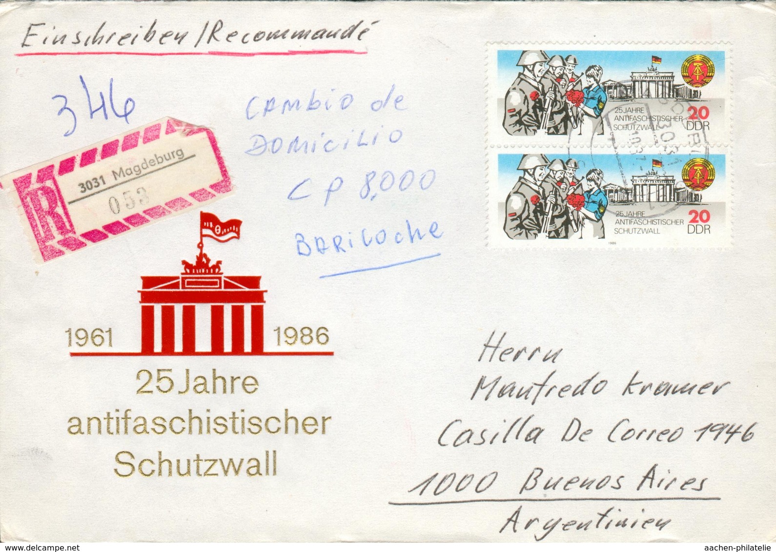 DDR Brief Michel 3037 I Abart Gebrochene Schulter Gh21 - Errors & Oddities
