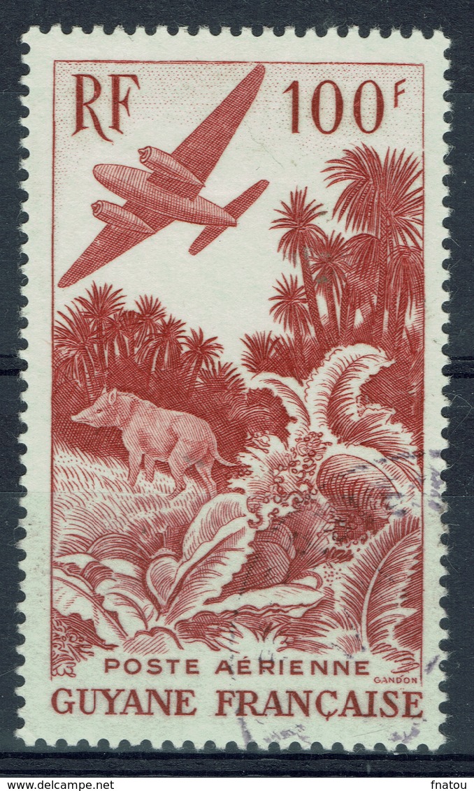 French Guiana, 100f., Tapir In The Rainforest, 1947, VFU Airmail, Very Nice Stamp - Usati