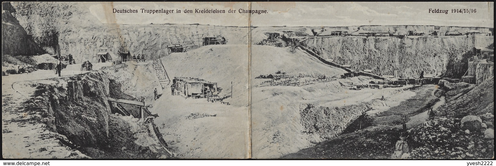 Allemagne 1916. Carte Double De Franchise Militaire. Occupation De La France. Mines Calcaires / Craie En Champagne - Otros & Sin Clasificación