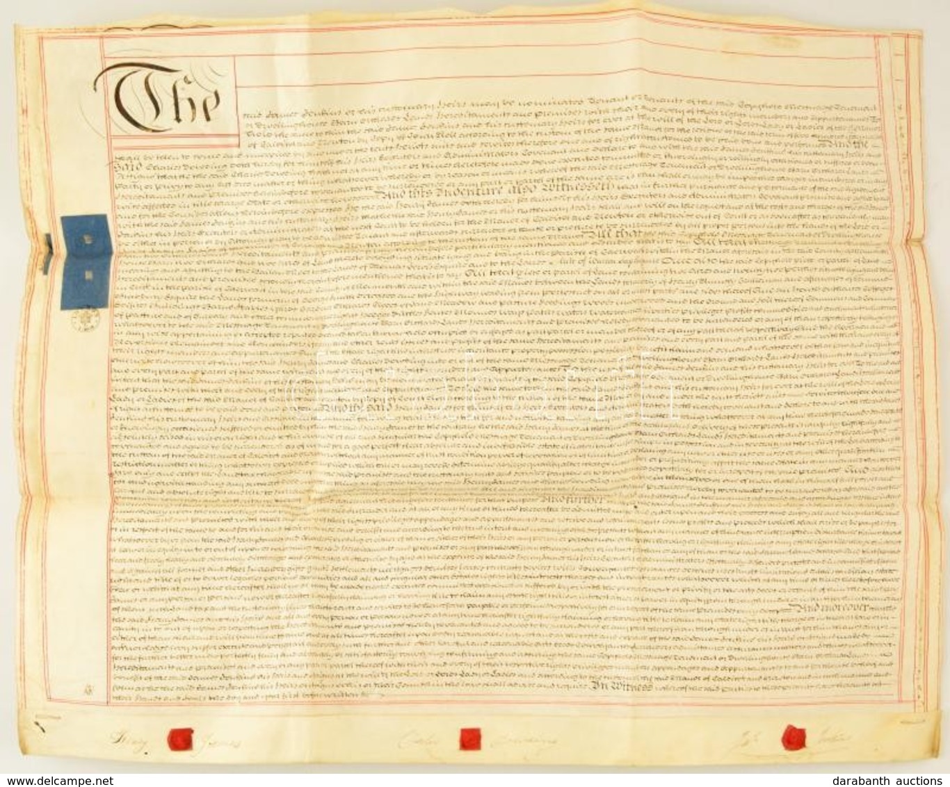 1835 Anglia: Közjegyző által Ellenjegyzett Szerződés  2 Db Nagy Méretű Pergamen Oklevélen 77x65 Cm - Sin Clasificación