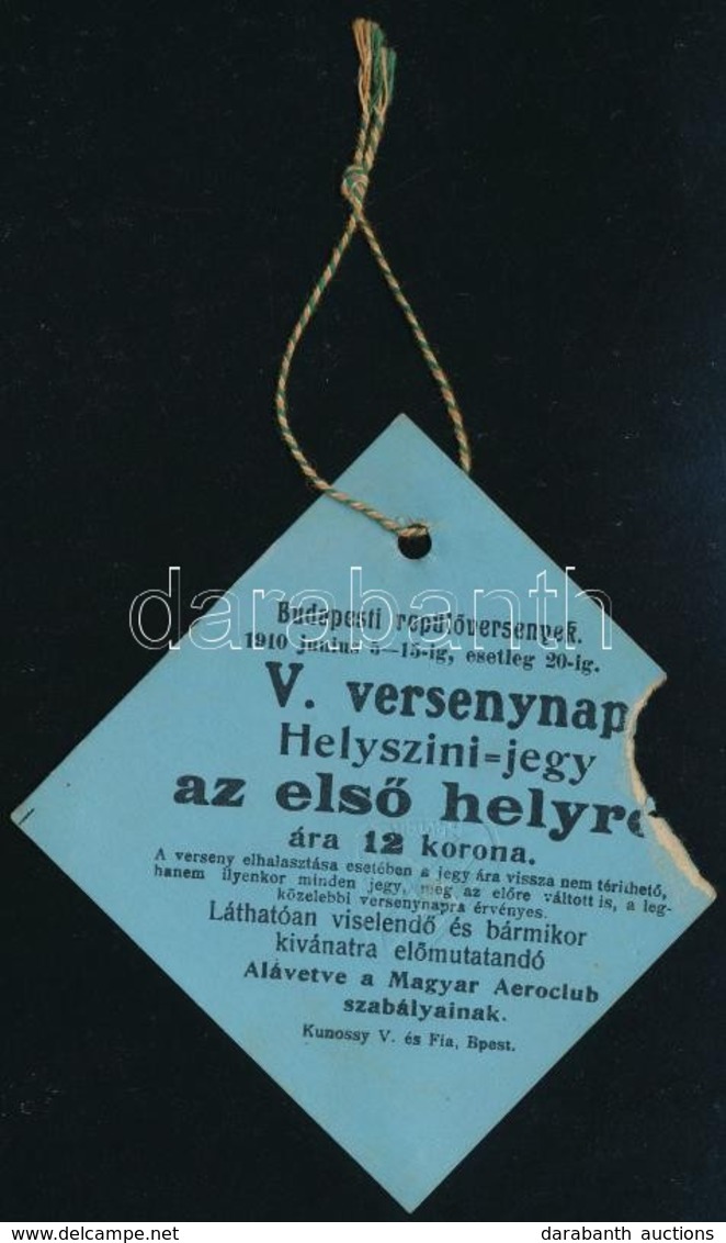 1910 Budapesti Repülőnap Helyszíni Belépőjegy - Ohne Zuordnung